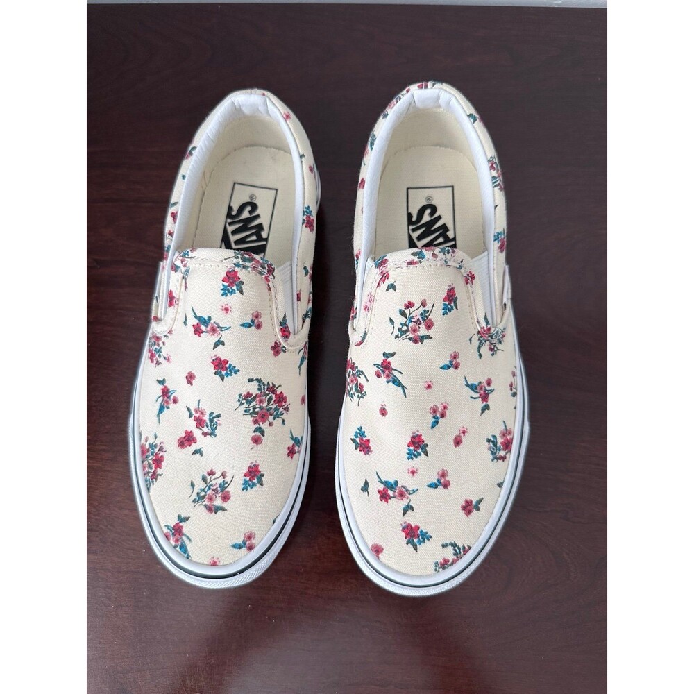 Vans Classic Slip On Ditsy Floral Womens 5 Cream Rose Canvas Shoes Discontinued - Picture 2 of 12